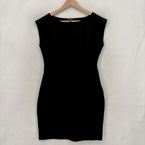 Eileen Fisher Sheath Pencil Dress Womens PM Black Sleeveless Round Neck Classic